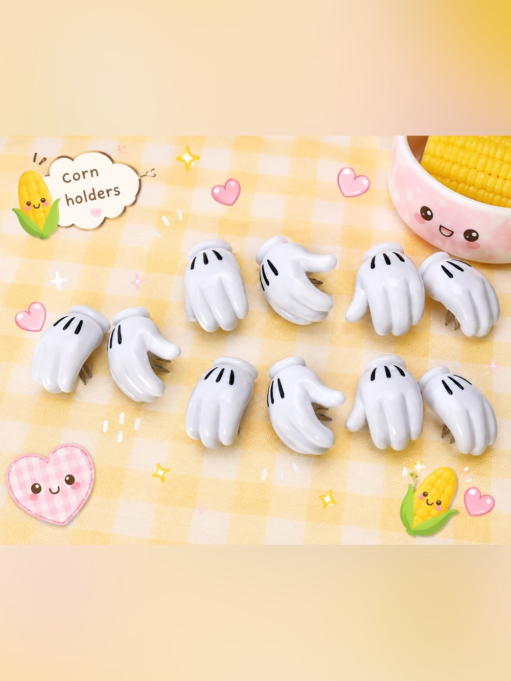 Disney Mickey Mouse Glove Corn on the Cob Holders Set of 8